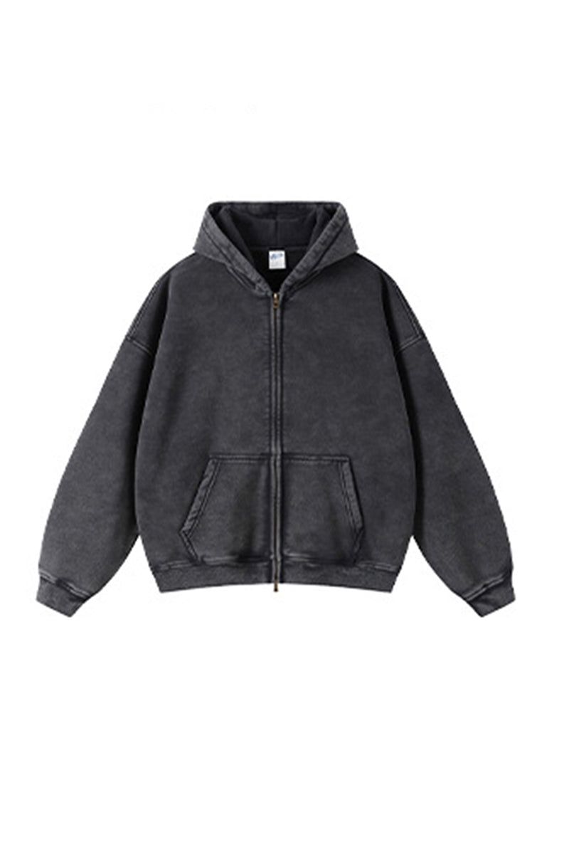 Unisex Wax-Dye Washed Fleece Hoodie