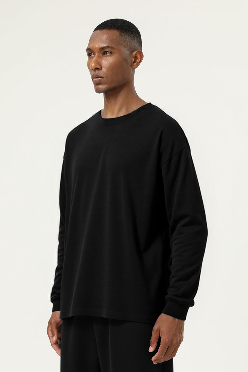 Men's Streetwear Cotton Loose Fitting Solid Pullover