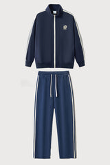 Unisex Stand-Collar Striped Sport Jacket and pants