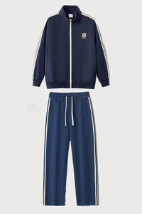 Unisex Stand-Collar Striped Sport Jacket and pants