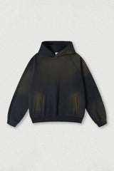 Washed raglan sleeve hooded sweatshirt
