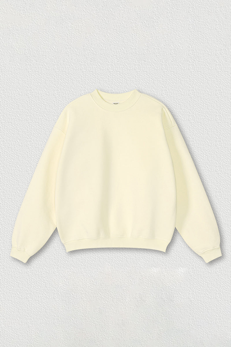 Loose fleece-lined thick round-neck sweatshirt