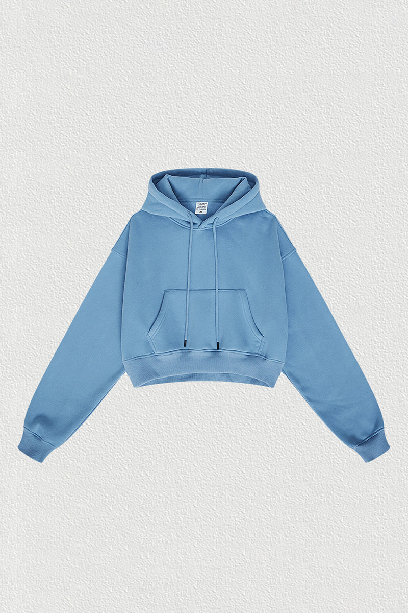 Women's velvet thickened cropped hooded sweatshirt