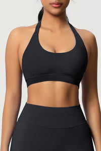 Women Halter Neck Seamless Yoga Sports Bra - Breathable Support Top