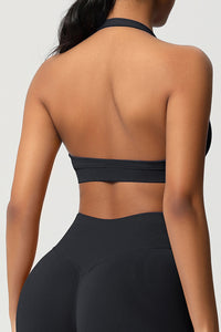 Women Halter Neck Seamless Yoga Sports Bra - Breathable Support Top