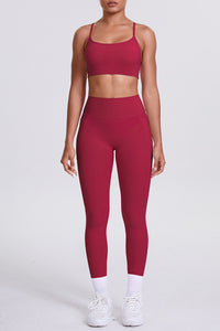 Women High-Waisted Pocket Yoga Set: Seamless Sports Bra + Sculpting Leggings