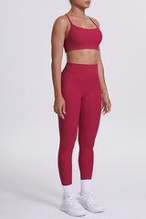 Women High-Waisted Pocket Yoga Set: Seamless Sports Bra + Sculpting Leggings