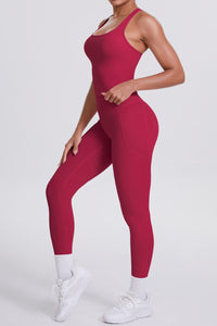 Women Naked-Feel Yoga Set: High-Waisted Pocket Leggings + Square Neck Sports Bra