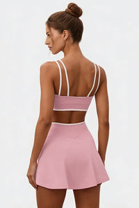 Women's Athletic Color Matching Bra Skirt Two-Piece Set