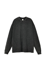 Unisex Retro Washed Long Sleeve Tee: Snow Wash Vintage Cotton Design