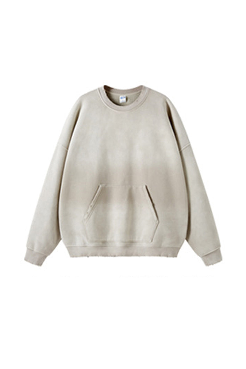 Men/Women Vintage Spray-Dye Distressed Washed Crewneck Sweatshirt