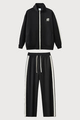 Unisex Stand-Collar Striped Sport Jacket and pants