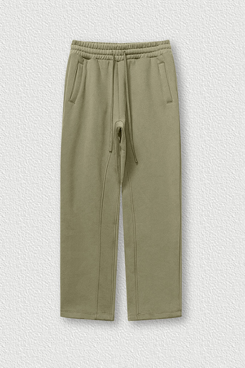 Solid Color Fleece-Lined Sweatpants - Winter Thermal Straight Leg Pants