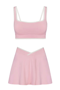 Women's Athletic Color Matching Bra Skirt Two-Piece Set