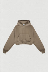 Women's velvet thickened cropped hooded sweatshirt
