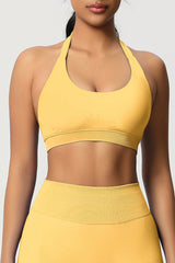 Women Halter Neck Seamless Yoga Sports Bra - Breathable Support Top