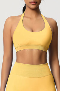 Women Halter Neck Seamless Yoga Sports Bra - Breathable Support Top