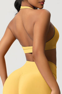 Women Halter Neck Seamless Yoga Sports Bra - Breathable Support Top