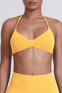 Women Halter Neck Seamless Sports Bra - Breathable Backless Yoga Top