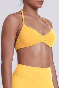 Women Halter Neck Seamless Sports Bra - Breathable Backless Yoga Top
