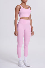 Women Cross-Back Yoga Set: High-Waisted Sculpting Leggings with Pocket + Cloud-Touch Sports Bra