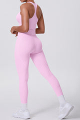 Women Naked-Feel Yoga Set: High-Waisted Pocket Leggings + Square Neck Sports Bra