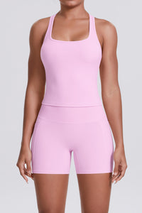 Women Naked-Feel Yoga Set: High-Waisted Sculpting Shorts + Cross-Back Sports Bra