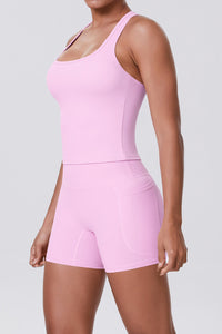 Women Naked-Feel Yoga Set: High-Waisted Sculpting Shorts + Cross-Back Sports Bra