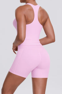 Women Naked-Feel Yoga Set: High-Waisted Sculpting Shorts + Cross-Back Sports Bra