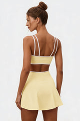 Women's Athletic Color Matching Bra Skirt Two-Piece Set