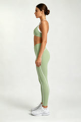 Women's Halter Twist Color-Block Sports Bra & Leggings Set
