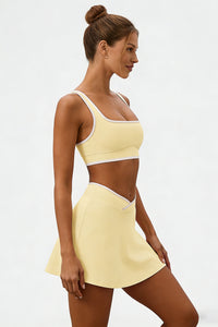 Women's Athletic Color Matching Bra Skirt Two-Piece Set