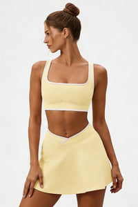 Women's Athletic Color Matching Bra Skirt Two-Piece Set