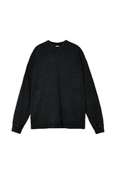 Unisex Retro Washed Long Sleeve Tee: Snow Wash Vintage Cotton Design