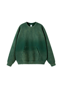 Men/Women Vintage Spray-Dye Distressed Washed Crewneck Sweatshirt