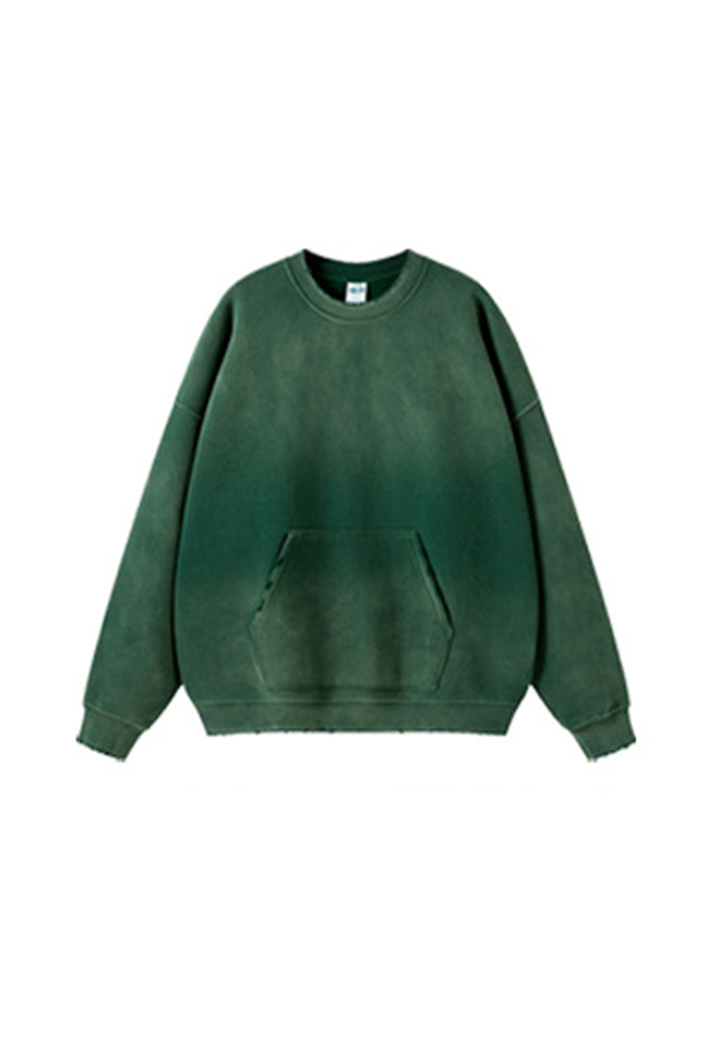 Men/Women Vintage Spray-Dye Distressed Washed Crewneck Sweatshirt