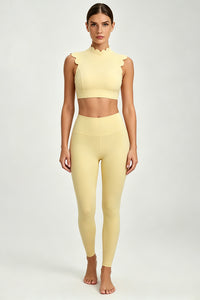 Women's Scalloped Mock Neck Bra And Leggings Yogg Sets