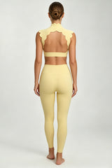 Women's Scalloped Mock Neck Bra And Leggings Yogg Sets