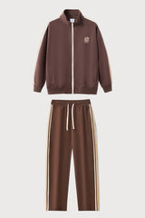 Unisex Stand-Collar Striped Sport Jacket and pants