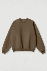 Loose fleece-lined thick round-neck sweatshirt