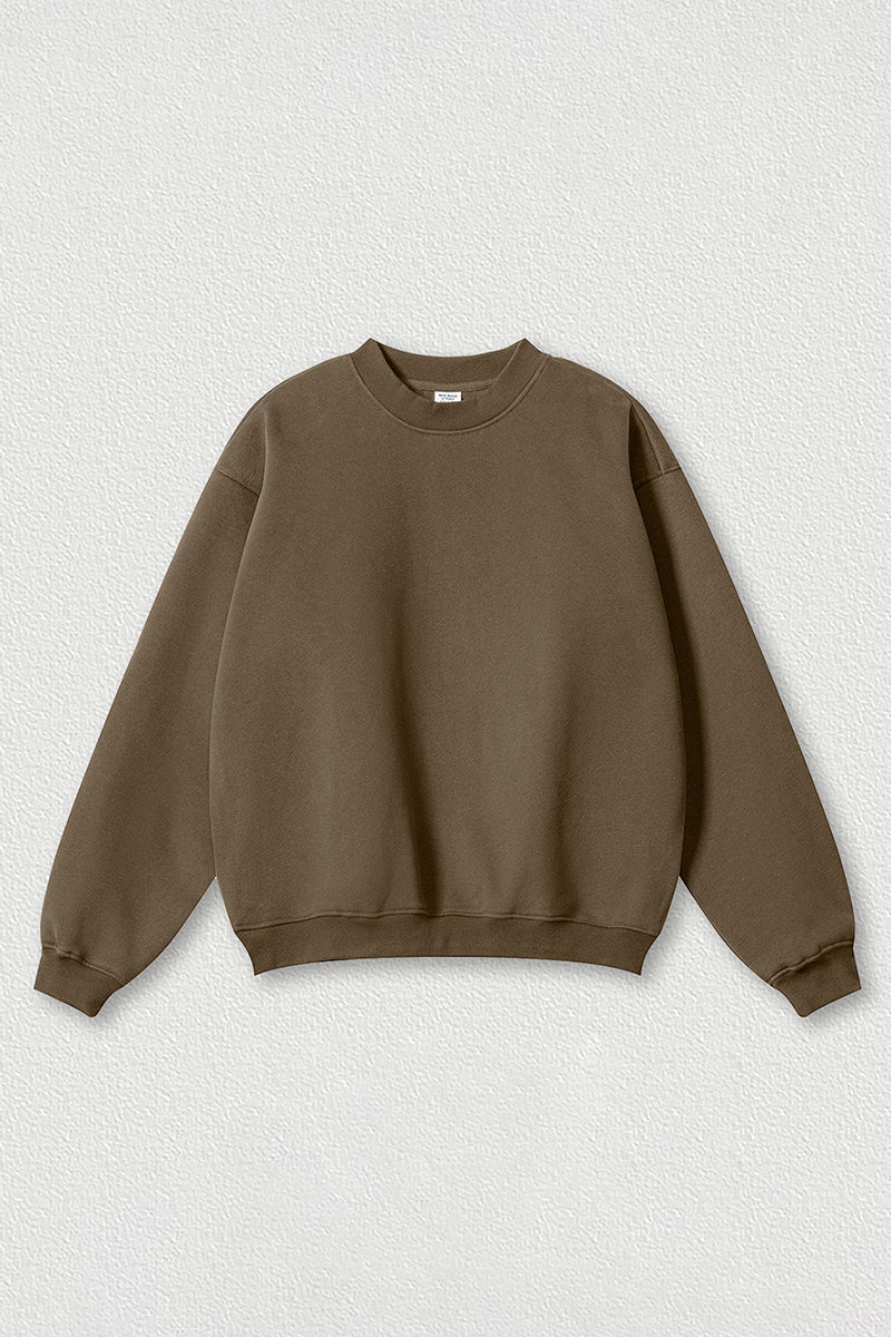 Loose fleece-lined thick round-neck sweatshirt