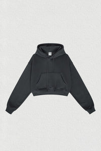 Women's velvet thickened cropped hooded sweatshirt