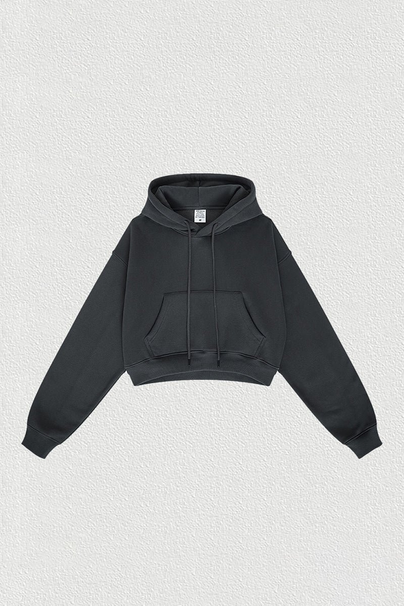 Women's velvet thickened cropped hooded sweatshirt