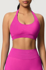 Women Halter Neck Seamless Yoga Sports Bra - Breathable Support Top