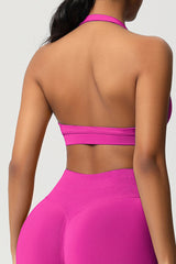 Women Halter Neck Seamless Yoga Sports Bra - Breathable Support Top