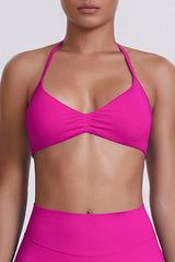 Women Halter Neck Seamless Sports Bra - Breathable Backless Yoga Top