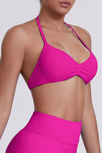 Women Halter Neck Seamless Sports Bra - Breathable Backless Yoga Top