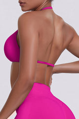 Women Halter Neck Seamless Sports Bra - Breathable Backless Yoga Top
