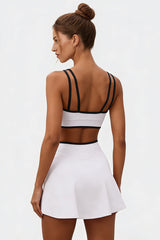 Women's Athletic Color Matching Bra Skirt Two-Piece Set