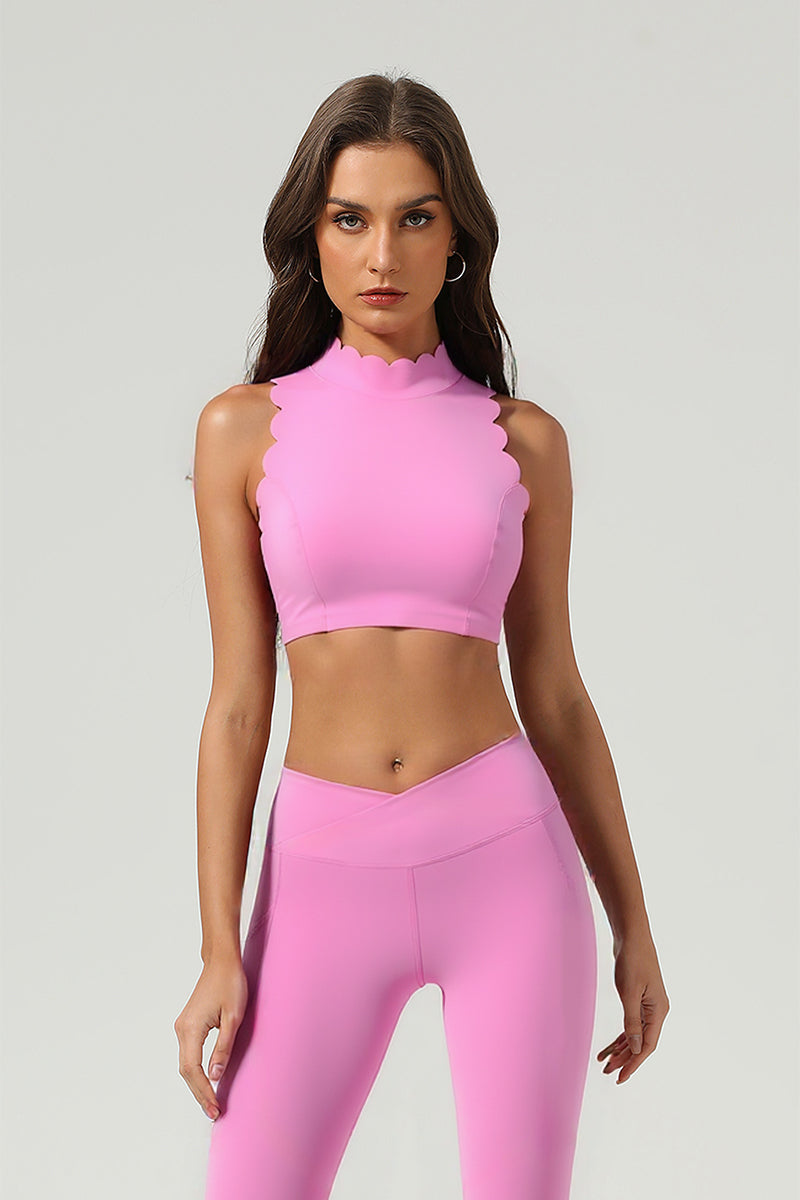 Women's Athletic Petal Mock-Neck Backless Tank Top